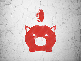 Image showing Currency concept: Money Box With Coin on wall background