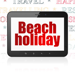 Image showing Tourism concept: Tablet Computer with Beach Holiday on display