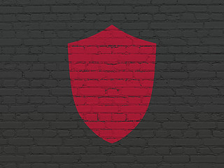 Image showing Protection concept: Shield on wall background