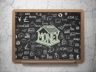 Image showing Banking concept: Money Box on School Board background