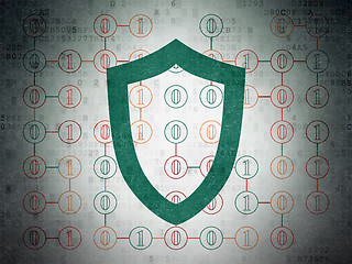 Image showing Security concept: Contoured Shield on Digital Paper background