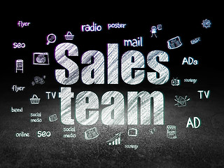 Image showing Marketing concept: Sales Team in grunge dark room