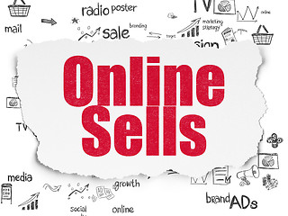 Image showing Advertising concept: Online Sells on Torn Paper background