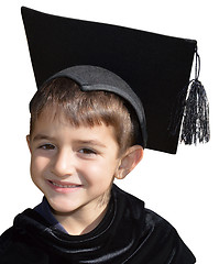 Image showing Cute kid graduate with graduation cap