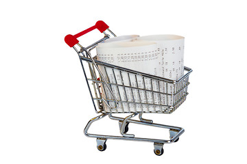 Image showing Shopping Trolley with sales receipt