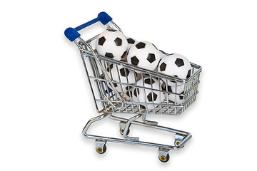 Image showing Toy Shopping Trolley with soccer balls 