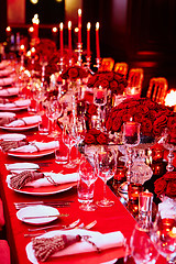 Image showing Table set for wedding or another catered event dinner.