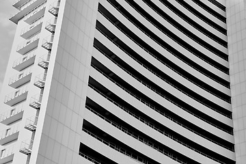 Image showing angle view to textured background of modern glass building 