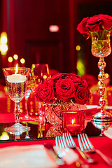 Image showing Table set for wedding or another catered event dinner.