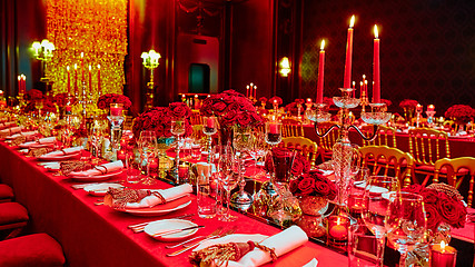 Image showing Table set for wedding or another catered event dinner.