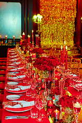 Image showing Table set for wedding or another catered event dinner.