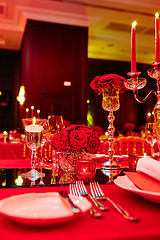 Image showing Table set for wedding or another catered event dinner.