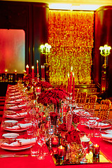 Image showing Table set for wedding or another catered event dinner.