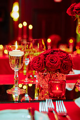 Image showing Table set for wedding or another catered event dinner.