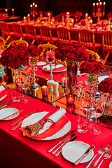 Image showing Table set for wedding or another catered event dinner.