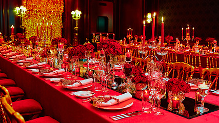 Image showing Table set for wedding or another catered event dinner.