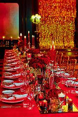 Image showing Table set for wedding or another catered event dinner.