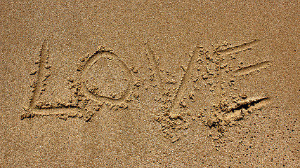 Image showing love message written in sand