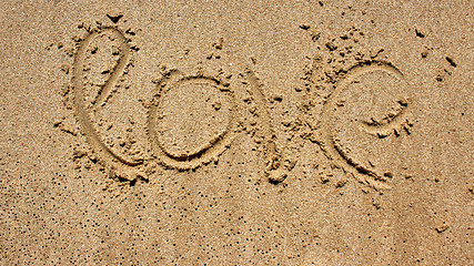 Image showing love message written in sand