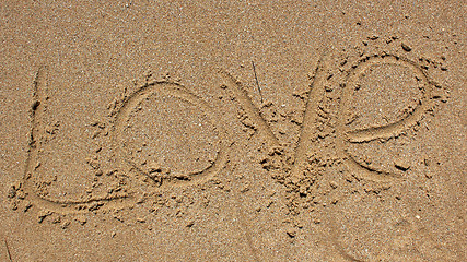 Image showing love message written in sand