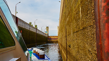 Image showing One of the locks on navigable river 