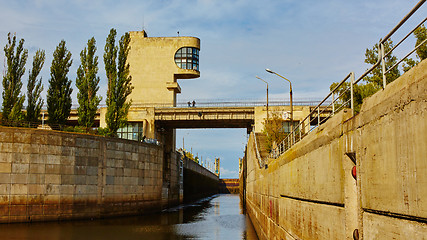 Image showing One of the locks on navigable river 