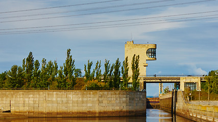 Image showing One of the locks on navigable river 