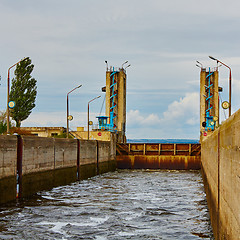 Image showing One of the locks on navigable river 