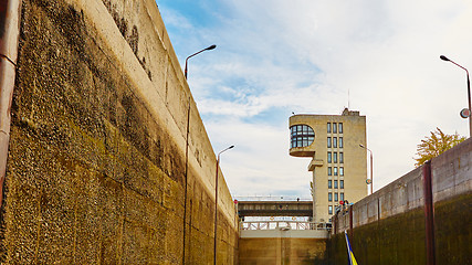 Image showing One of the locks on navigable river 