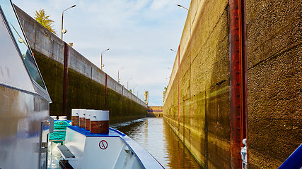 Image showing One of the locks on navigable river 