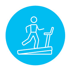 Image showing Man running on treadmill line icon.