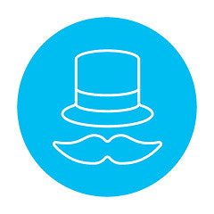 Image showing Hat and mustache line icon.