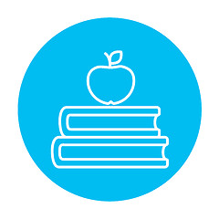 Image showing Books and apple on top line icon.