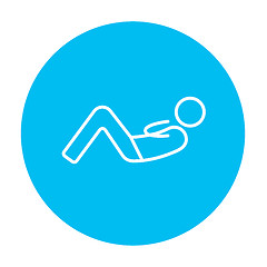 Image showing Man doing abdominal crunches line icon.