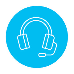 Image showing Headphone with microphone line icon.