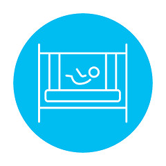 Image showing Baby laying in crib line icon.