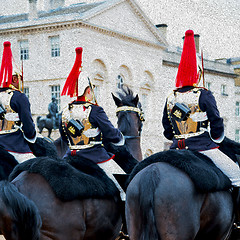 Image showing in london england horse and cavalry for    the queen