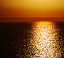 Image showing in santorini    greece sunset and the sky mediterranean red sea