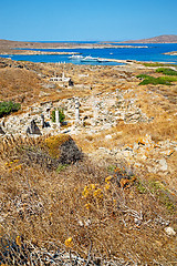 Image showing sea in delos greece the historycal acropolis and old ruin  