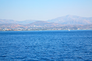 Image showing from the boat greece islands in mediterranean sea  