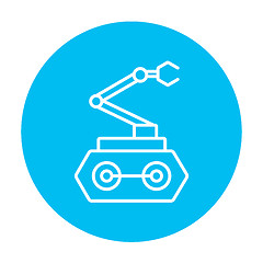 Image showing Industrial mechanical robot arm line icon.