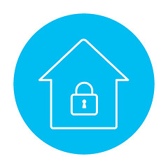 Image showing House with closed lock line icon.