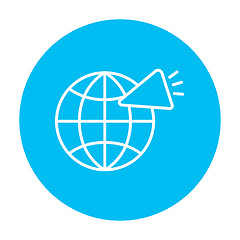 Image showing Globe with loudspeaker line icon.