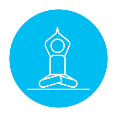 Image showing Man meditating in lotus pose line icon.