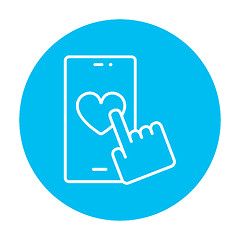 Image showing Smartphone with heart sign line icon.