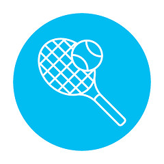 Image showing Tennis racket and ball line icon.