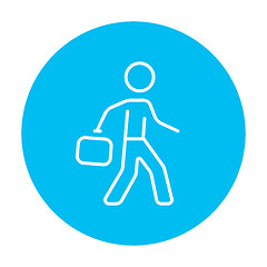 Image showing Businessman walking with briefcase line icon.