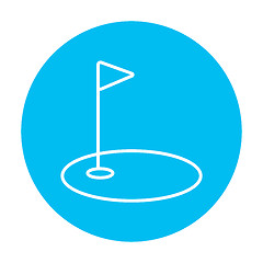 Image showing Golf hole with flag line icon.