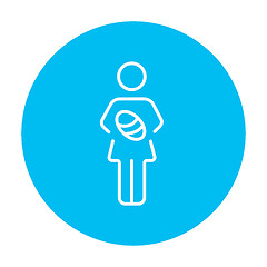 Image showing Woman holding baby line icon.