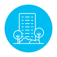 Image showing Residential building with trees line icon.